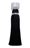 Naeem Khan Beaded Illusion Bodice Gown In Black