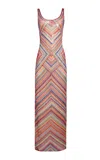 Naeem Khan Beaded Striped Gown In Multi