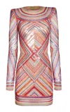 Naeem Khan Beaded Striped Illusion Dress In Multi