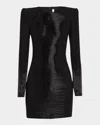 Naeem Khan Beaded Strong-shoulder Mini Dress In Blackblack