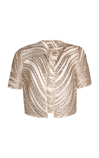 Naeem Khan Bolero Sequined Jacket In Gold