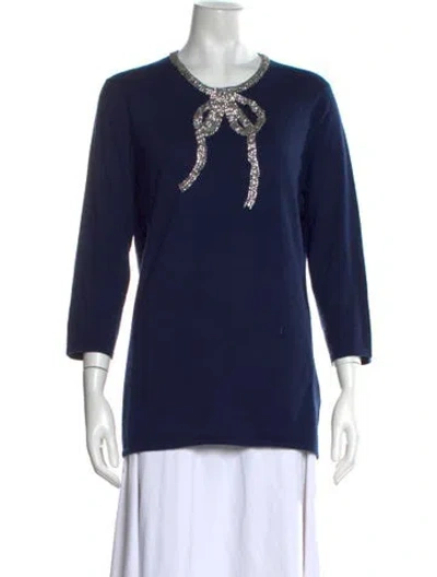 Pre-owned Naeem Khan Cashmere Crew Neck Sweater In Blue