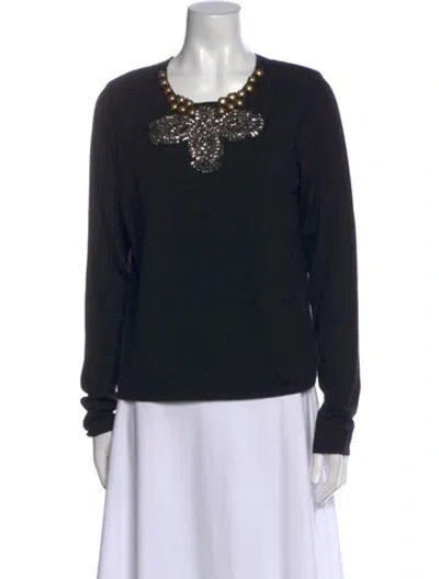 Pre-owned Naeem Khan Cashmere Crew Neck Sweatshirt In Black