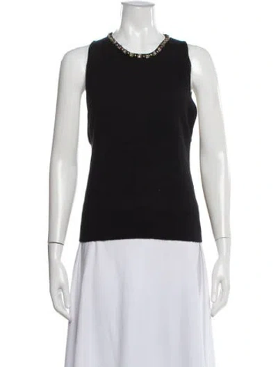 Pre-owned Naeem Khan Cashmere Crew Neck Top In Black