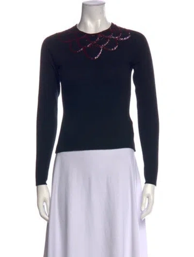 Pre-owned Naeem Khan Cashmere Crew Neck Top In Blue