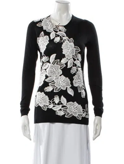 Pre-owned Naeem Khan Cashmere Floral Print Sweater In Multi