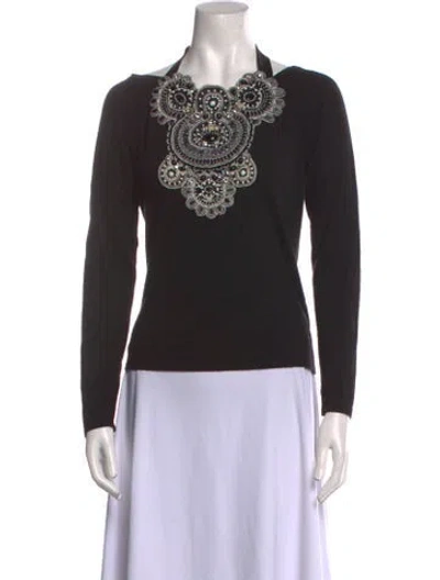 Pre-owned Naeem Khan Cashmere Printed Sweater In Black