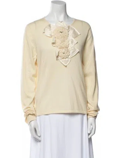 Pre-owned Naeem Khan Cashmere Scoop Neck Sweater In White