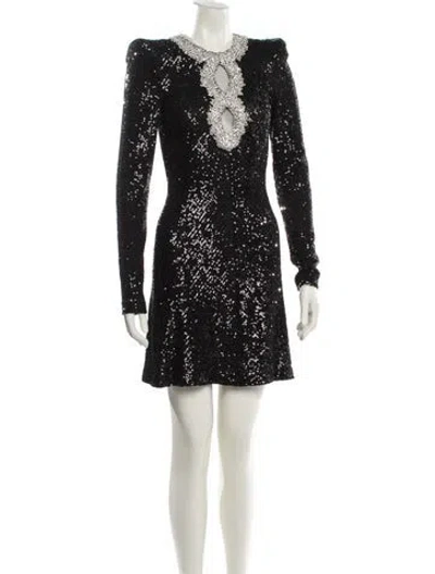 Pre-owned Naeem Khan Crew Neck Mini Dress In Burgundy
