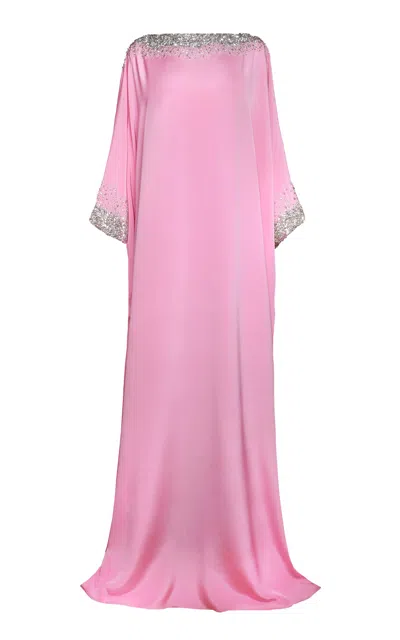 Naeem Khan Crystal Embellished Caftan In Pink