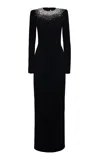 Naeem Khan Crystal-embellished Crepe Evening Gown