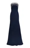 Naeem Khan Crystal Embellished Fit And Flare Gown In Blue