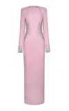 Naeem Khan Crystal Embellished Gown In Pink