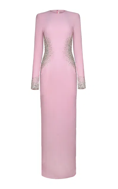 Naeem Khan Crystal Embellished Gown In Pink