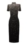 Naeem Khan Crystal-embellished Midi Dress In Black