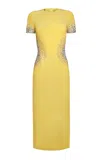 Naeem Khan Crystal Embellished Midi Dress In Yellow