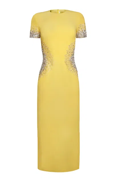Naeem Khan Crystal Embellished Midi Dress In Yellow