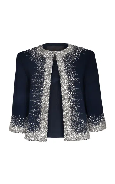 Naeem Khan Crystal Embellished Short Jacket In Blue