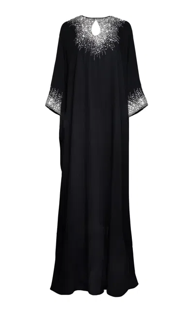 Naeem Khan Crystal-embellished Silk Caftan In Black