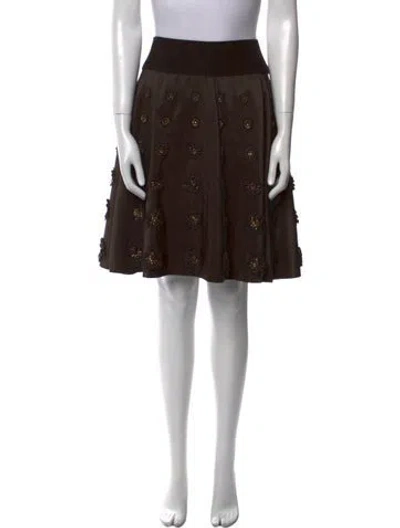 Pre-owned Naeem Khan Crystal Embellishments Knee-length Skirt In Brown