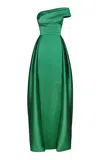 Naeem Khan Draped Silk Satin Gown In Green