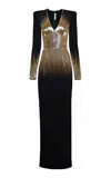 Naeem Khan Embellished Crepe Column Gown In Black