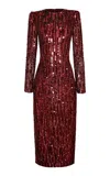 Naeem Khan Embellished Midi Dress In Burgundy