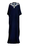 Naeem Khan Embellished Silk Caftan Gown In Navy