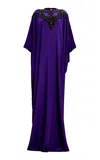 Naeem Khan Embellished Silk Caftan Gown In Purple