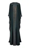 Naeem Khan Embellished Silk Georgette Caftan Gown In Green