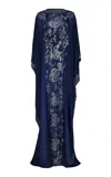 Naeem Khan Embellished Silk Georgette Caftan Gown In Navy