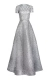 Naeem Khan Embellished Silk Illusion Gown In Gray