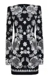 Naeem Khan Embroidered Crepe Mini Dress In Black