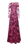 Naeem Khan Embroidered Gown In Burgundy
