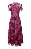 Naeem Khan Embroidered Midi Dress In Burgundy