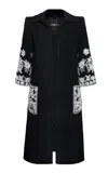 Naeem Khan Embroidered Pocket-detailed Evening Coat In Black