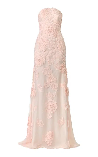 Naeem Khan Floral Bustier Chiffon Gown In Pattern