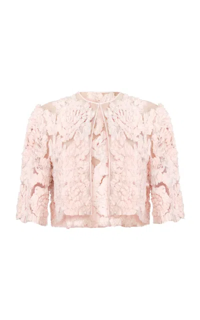 Naeem Khan Floral Chiffon Bolero In Pink