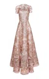 Naeem Khan Floral-embellished Silk Illuion Gown In Multi