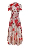 Naeem Khan Floral Embellished Tulle Midi Dress In Multi