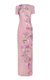 Naeem Khan Floral Embroidered Gown In Pink