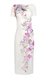 Naeem Khan Floral Embroidered Midi Dress In White