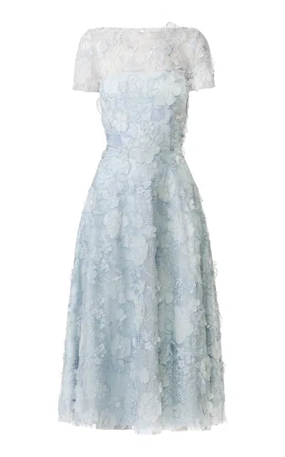Naeem Khan Floral Lace Cocktail Midi Dress In Brown