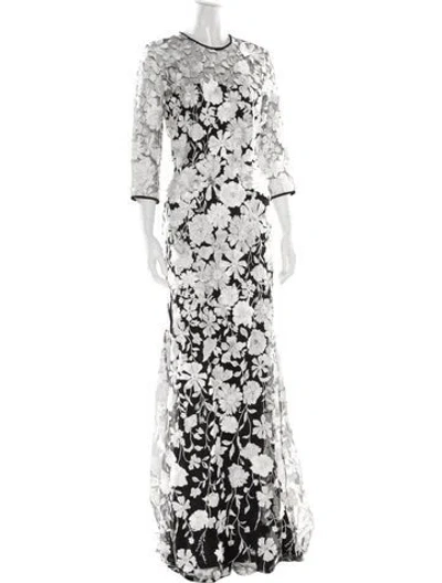 Pre-owned Naeem Khan Floral Print Long Dress In Multi