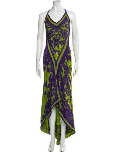 Pre-owned Naeem Khan Floral Print Long Dress In Multi