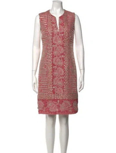 Pre-owned Naeem Khan Floral Print Mini Dress In Pink