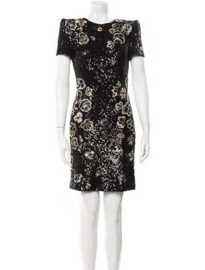 Pre-owned Naeem Khan Floral Print Mini Dress W/ Tags In Black