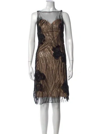 Pre-owned Naeem Khan Graphic Print Mini Dress In Brown