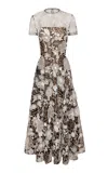 Naeem Khan Lace Embellished Silk Midi Dress In Black,white