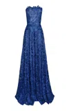 Naeem Khan Lace Gown In Navy
